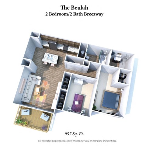 2 bed 2 bath floor plan A at Brookfield Village Apartments, Ohio